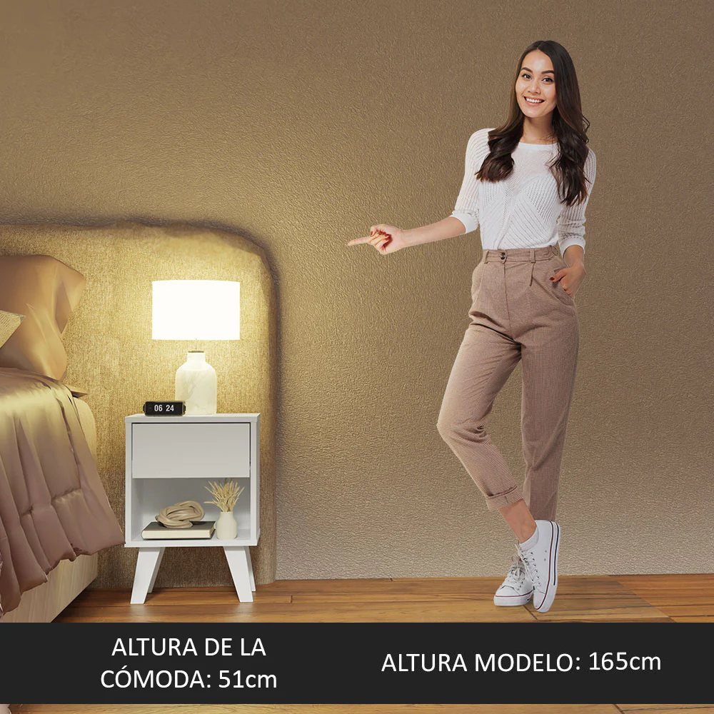 Kit con 2 Mesas de Luz 1 Cajón 3235 Madesa - Blanco - Image 4