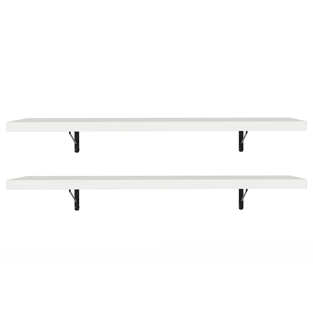 Kit de 2 Estantes de Cocina Flotantes 80 cm con Soportes, Blanco - Image 4