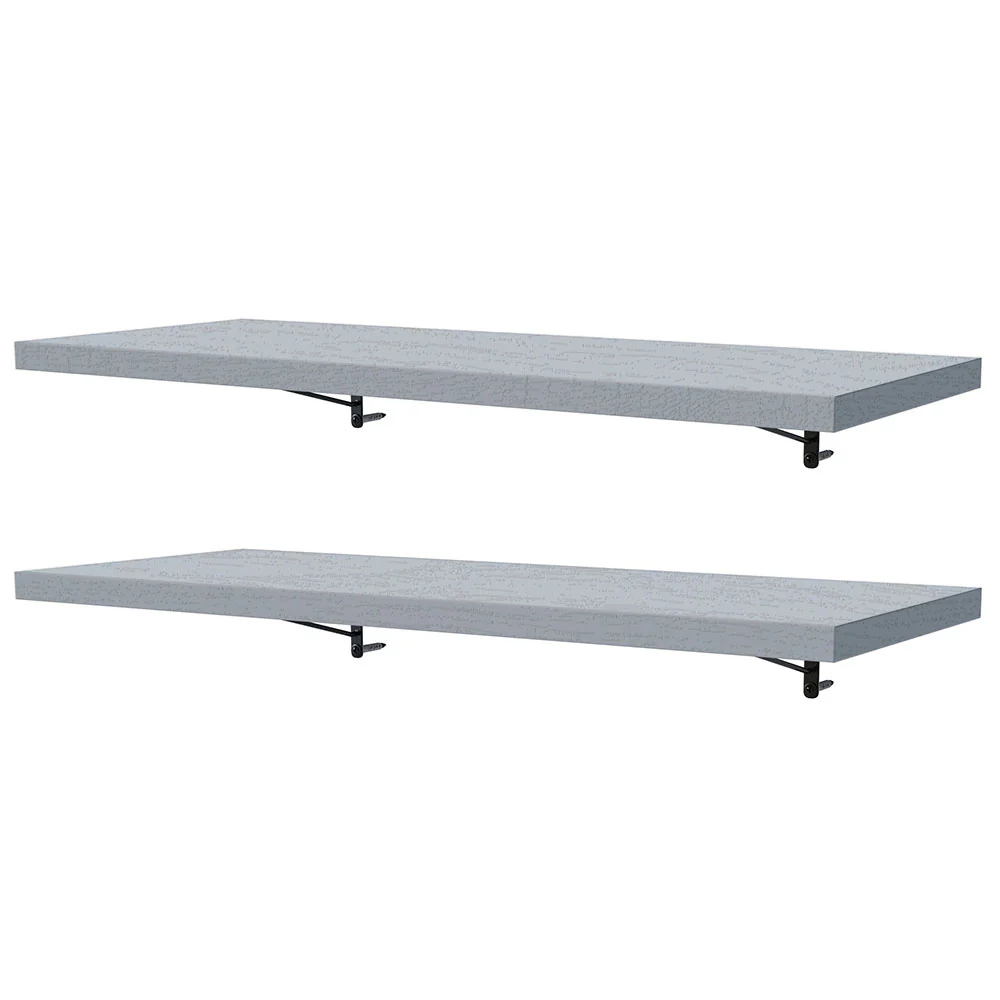 Kit de 2 Estantes de Cocina Flotantes 80 cm con Soportes, Gris - Image 5