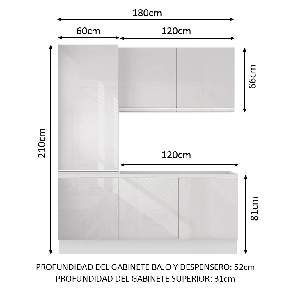 Kit Lavadero Madesa Acordes 100% MDF con Alacena y Bajo Mesada Blanco Brillante - Image 2
