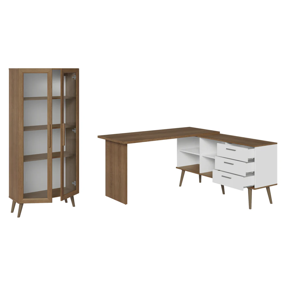 Kit Oficina 2 Muebles Madesa Escritorio + Vitrina Multiuso MB - Image 5