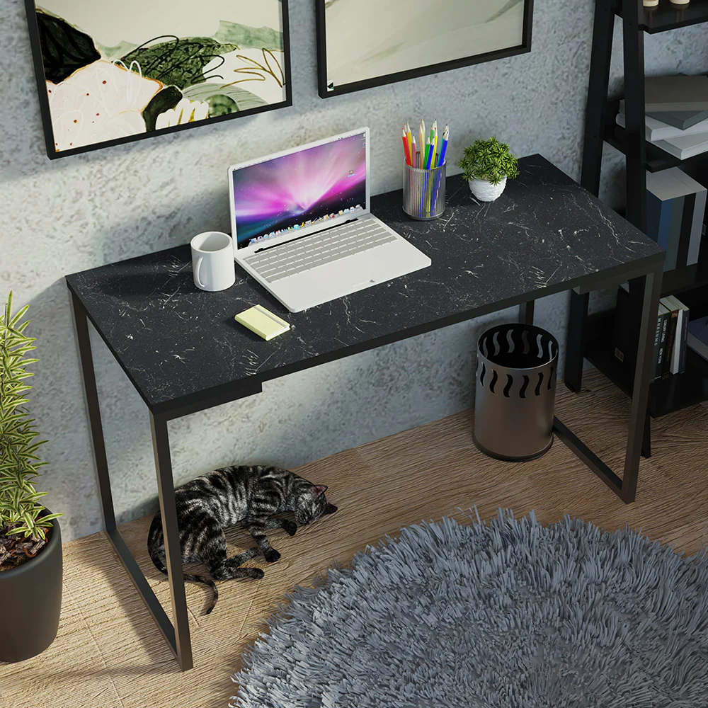 Kit Oficina Home Office con Mesa Industrial + Estante Escalera Negro Madesa - Image 8