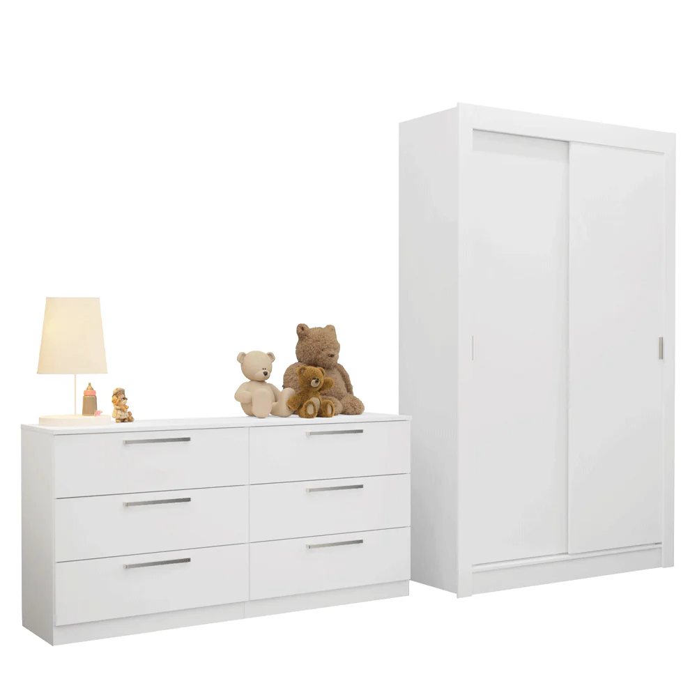 Kit Dormitorio Infantil Madesa Placard y Chifonier 6 Cajones BB 02 - Image 3