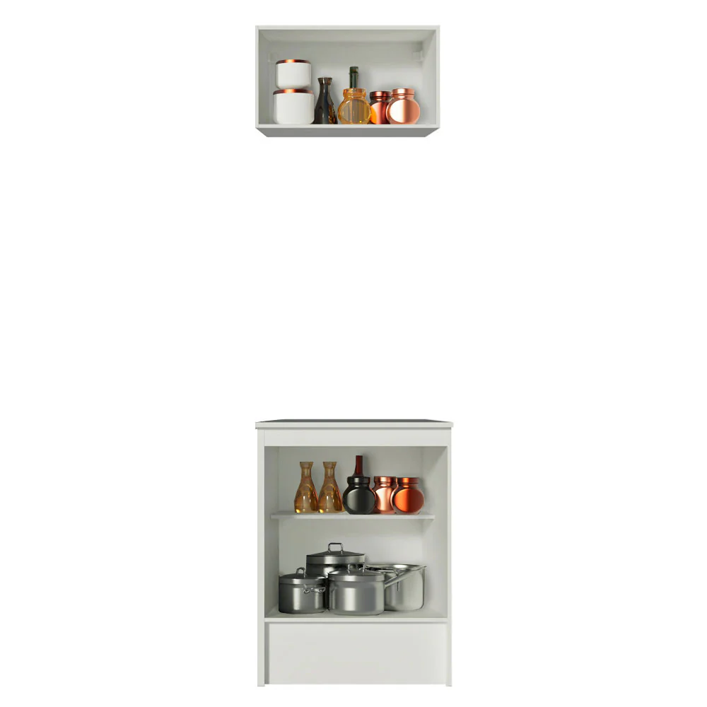 Kit Topazio 60 cm con alacena y bajo mesada, Blanco - Image 6