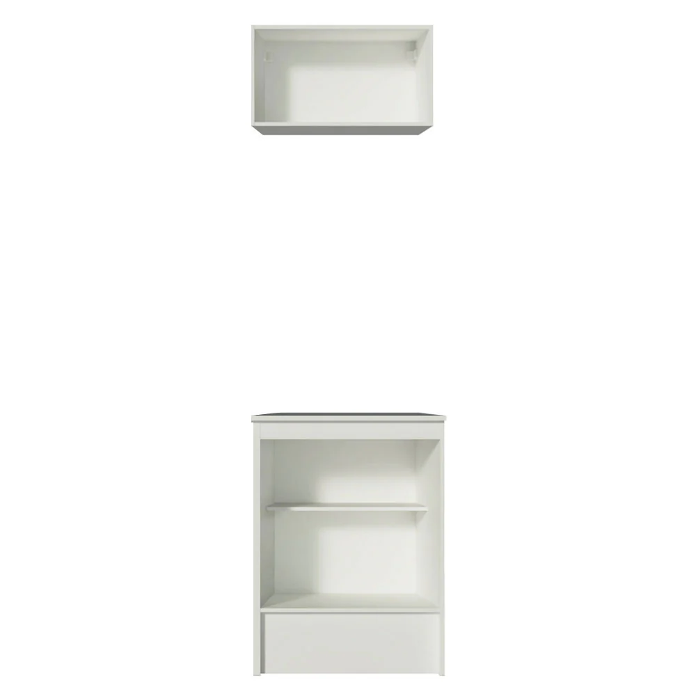 Kit Topazio 60 cm con alacena y bajo mesada, Blanco/Marrón - Image 6