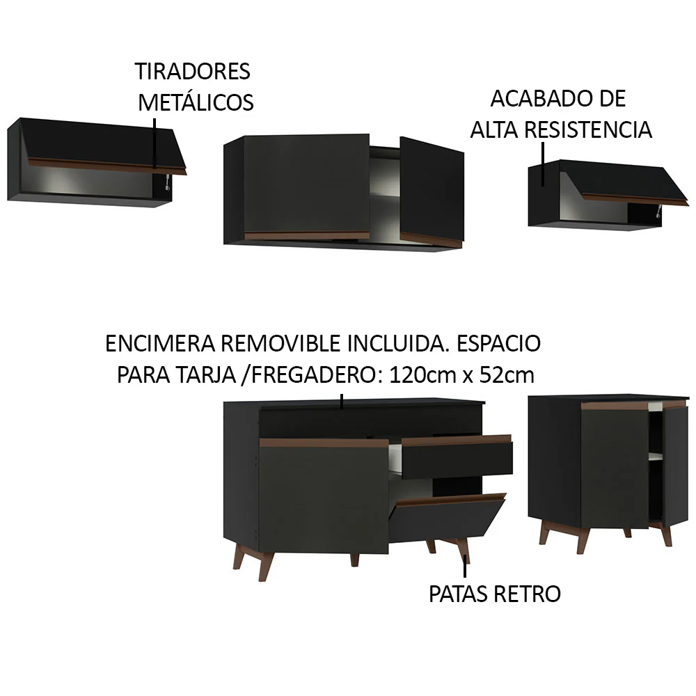 Combo completo de Cocina 260 cm Reims Negro 10 - Image 5