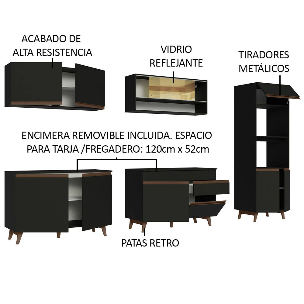 Combo completo de Cocina 310 cm Reims Negro 02 - Image 5