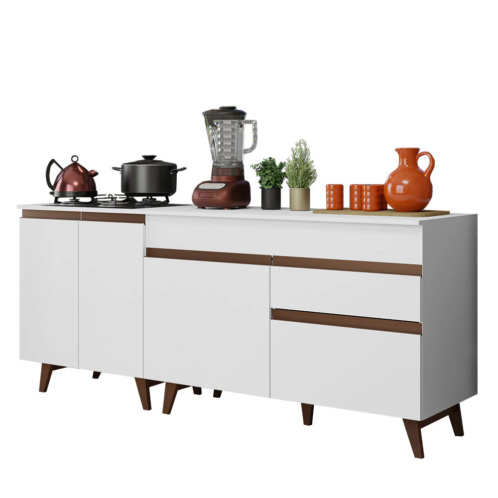 Kit de 2 Bajo Mesada de Cocina 4 Puertas 1 Cajón (Con Tapa) Reims Blanco - Image 3