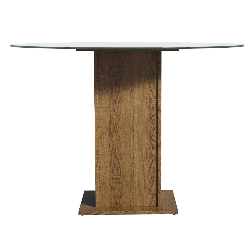 Mesa de Comedor Circular con Tapa de Vidrio 5325 Marrón - Image 3