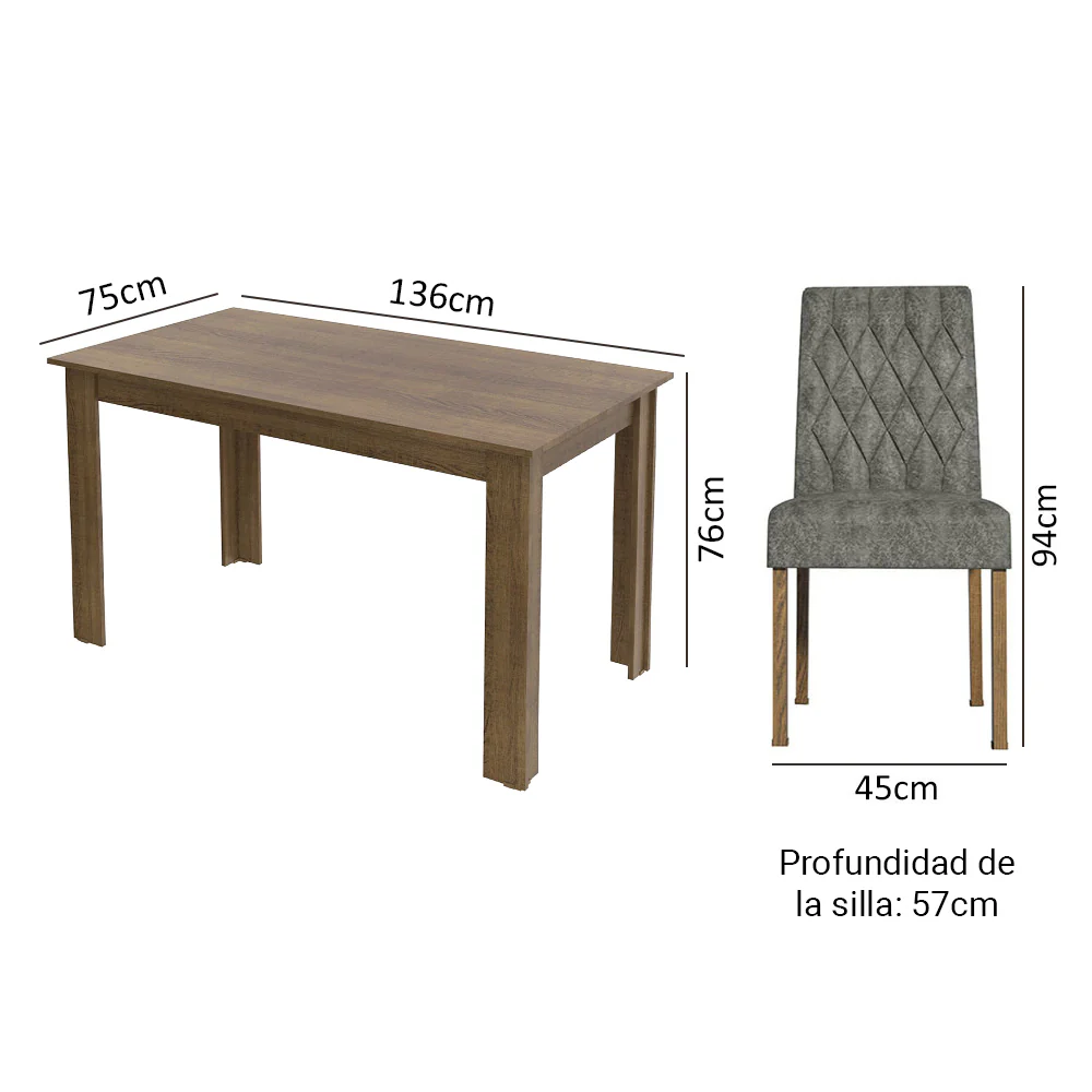 Juego de Comedor con Mesa y 6 Sillas Madesa Allegro MG - Image 3