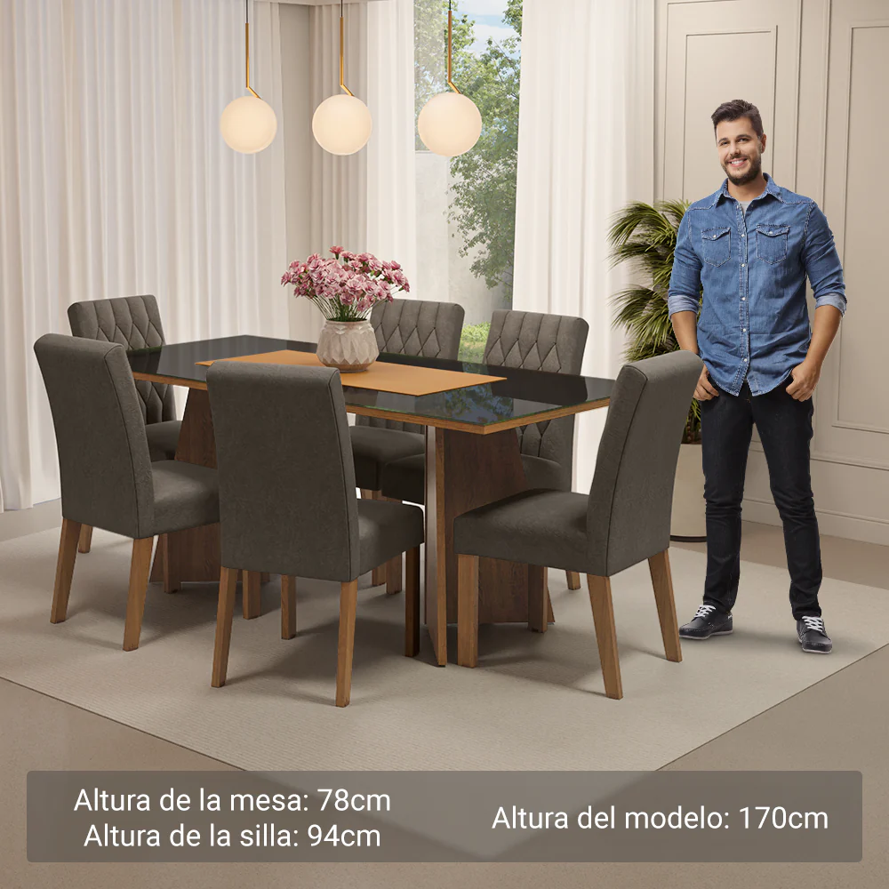 Mesa de Comedor con Mesa y 6 Sillas Marissa Madesa MG - Image 7