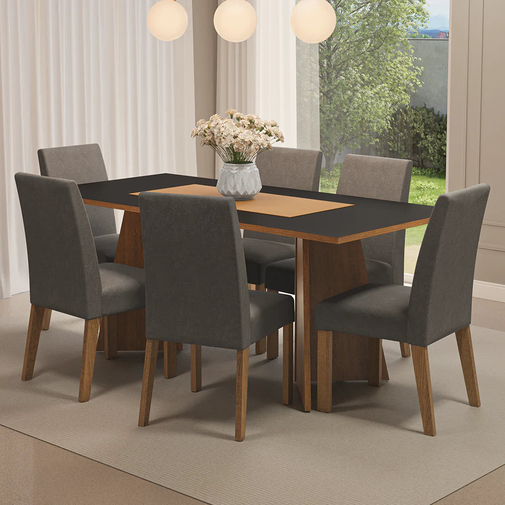 Mesa de Comedor con Mesa y 6 Sillas Simone Madesa MN