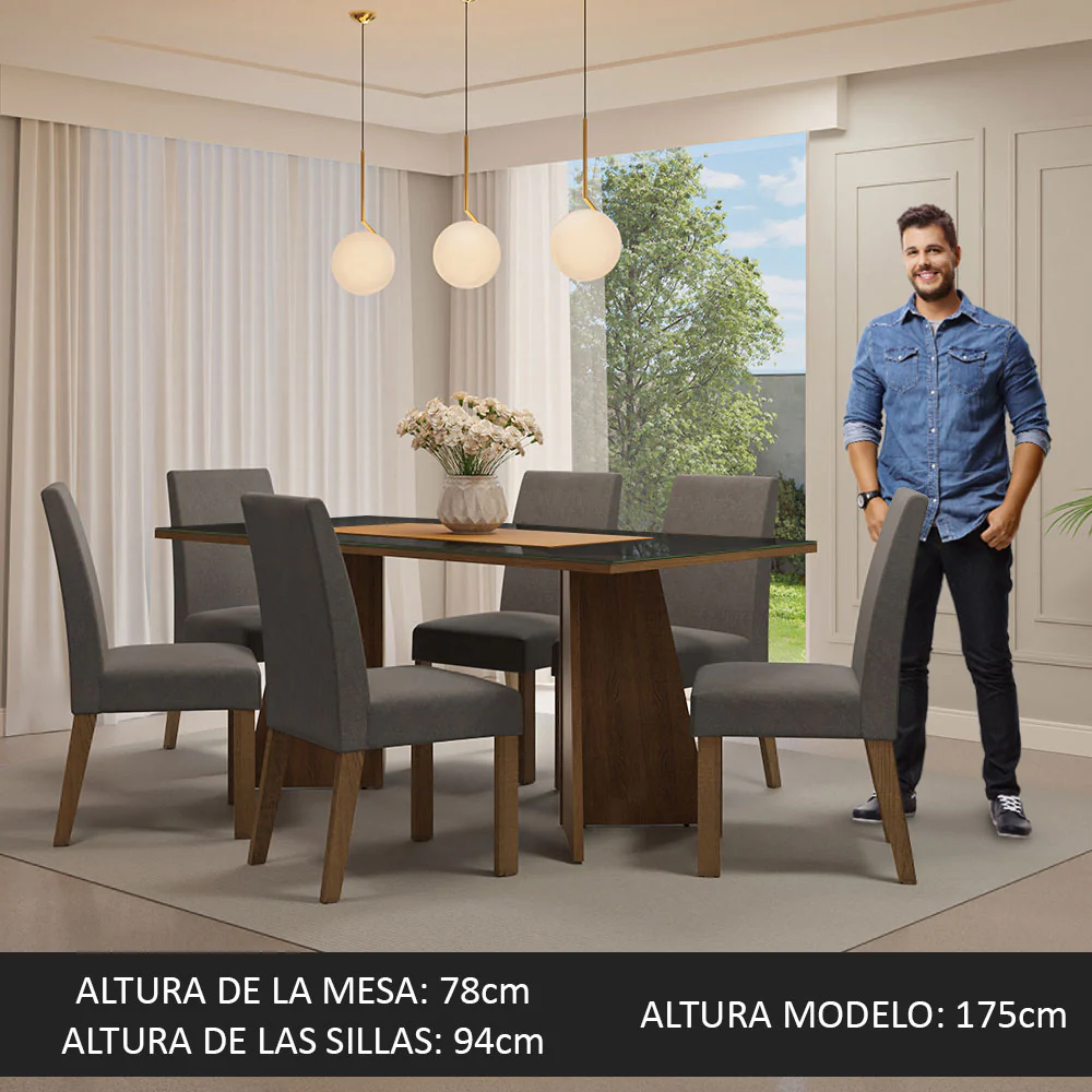 Mesa de Comedor con Mesa y 6 Sillas Valerie Madesa MG - Image 5