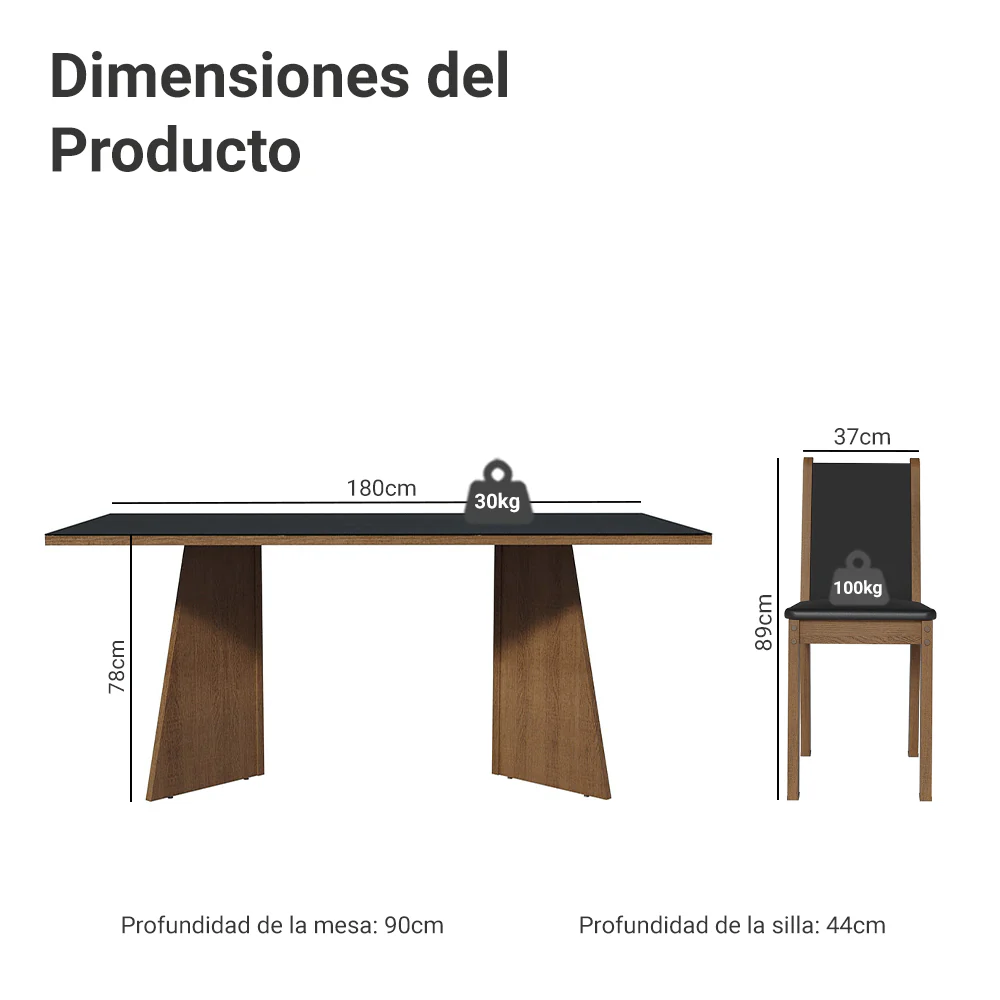 Mesa de Comedor con Mesa y 8 Sillas Madesa Justine MN - Image 2
