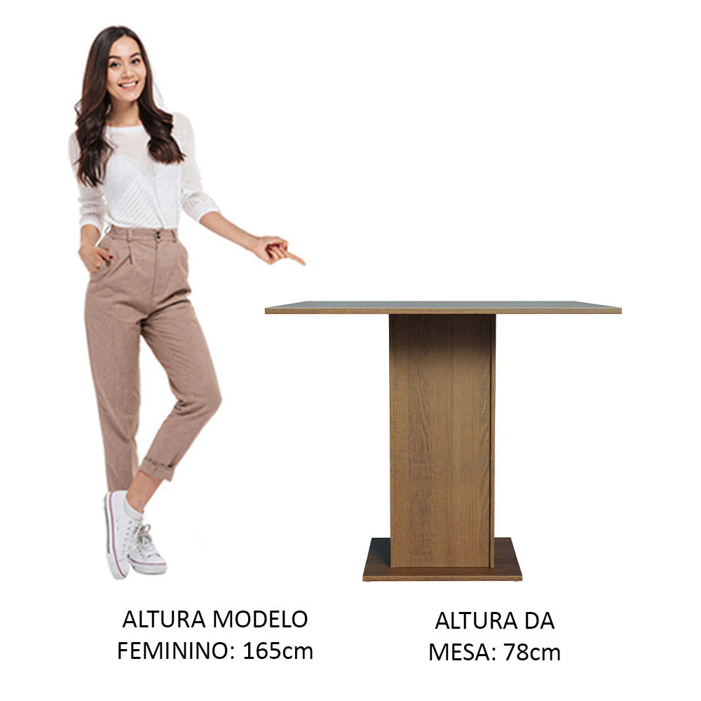 Mesa de Comedor Cuadrada con Tapa de Madera 5363 Marrón/Gris - Image 4