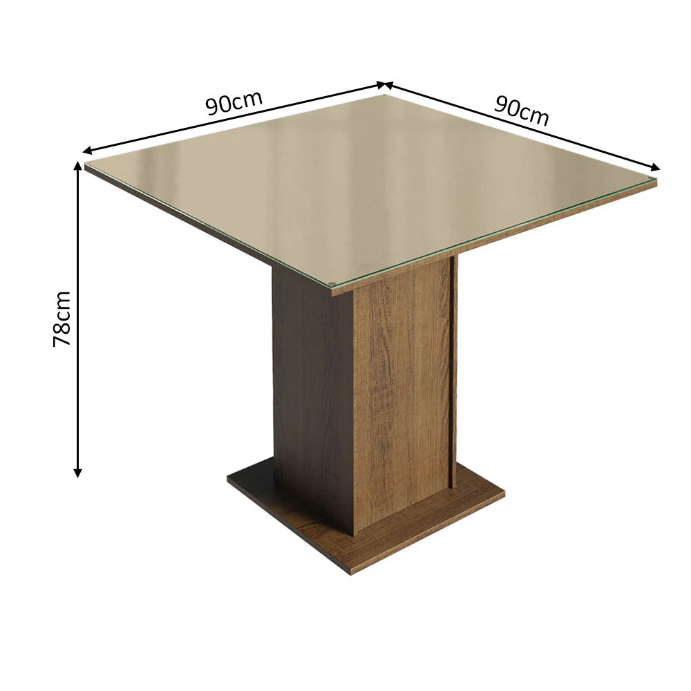 Mesa de Comedor Cuadrada Tapa de Vidrio Marrón 5363 - Image 2