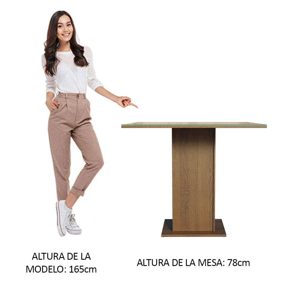 Mesa de Comedor Cuadrada Tapa de Vidrio Marrón 5363 - Image 4