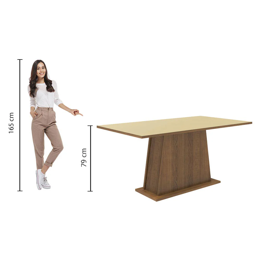 Mesa de Comedor Rectangular con Tapa de Madera 5364 - Marrón/Crema - Image 3