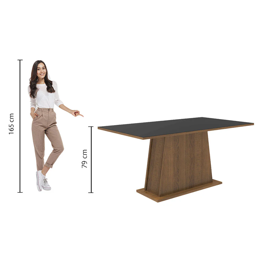 Mesa de Comedor Rectangular con Tapa de Madera 5364 Marrón/Negro - Image 3