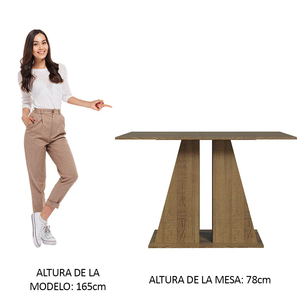 Mesa de Comedor Rectangular con Tapa de Madera 5383 Marrón/Crema - Image 4