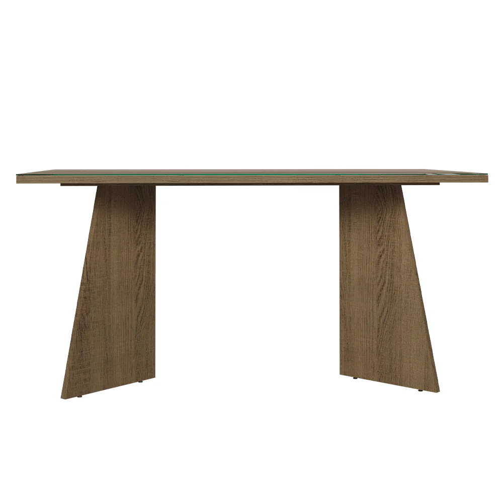 Mesa de Comedor Rectangular con Tapa de Vidrio 5389 Marrón - Image 4