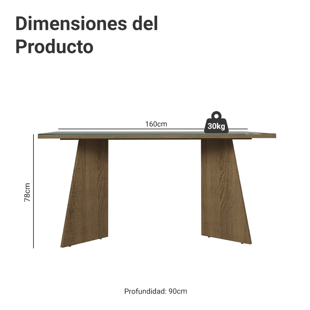 Mesa de Comedor Rectangular con Tapa de Vidrio 5389 Marrón/Gris - Image 2