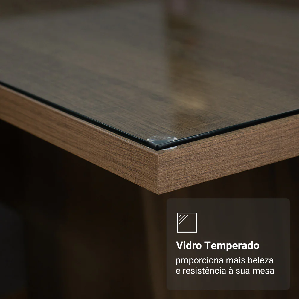 Mesa de Comedor Rectangular con Tapa de Vidrio Marrón 5329 - Image 4