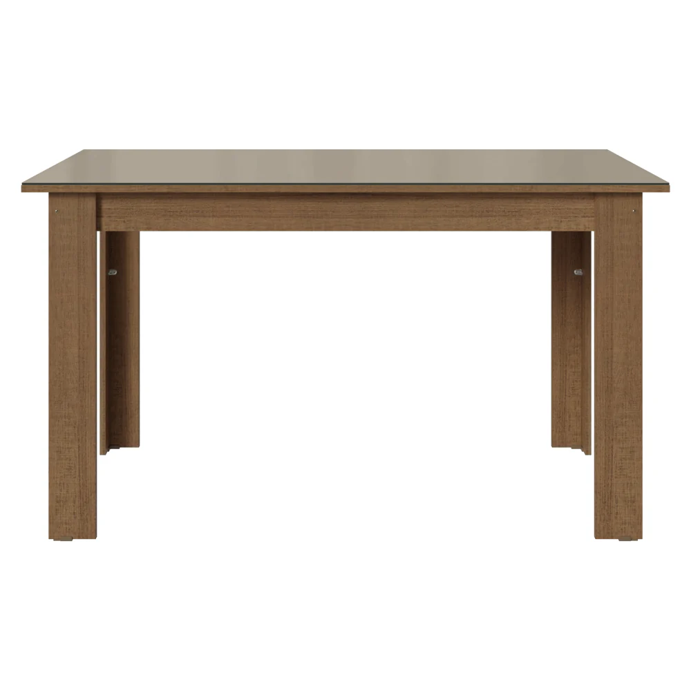 Mesa De Comedor Rectangular con Tapa de Vidrio Marrón/Crema 5231 Madesa - Image 5