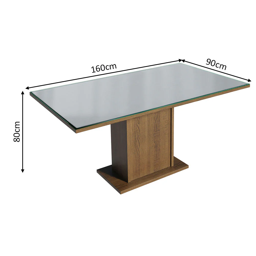 Mesa de Comedor Rectangular con Tapa de Vidrio Marrón/Gris 5275 - Image 2
