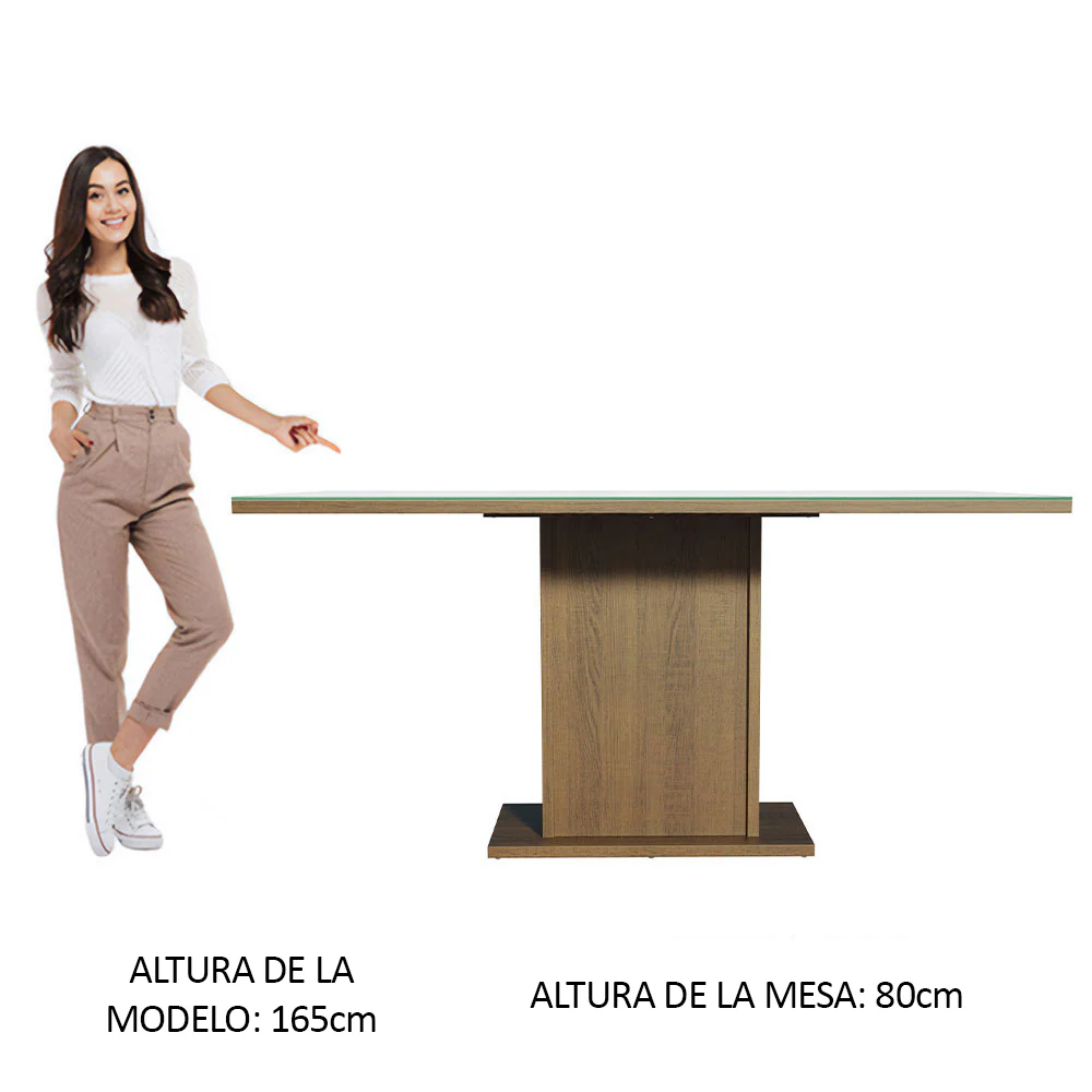 Mesa de Comedor Rectangular con Tapa de Vidrio Marrón/Gris 5275 - Image 4