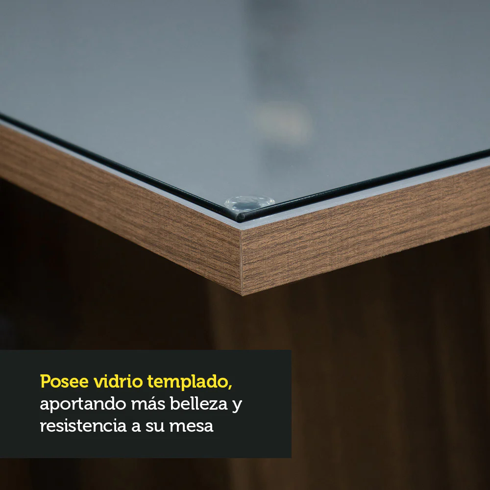 Mesa de Comedor Rectangular con Tapa de Vidrio Marrón/Gris 5275 - Image 5