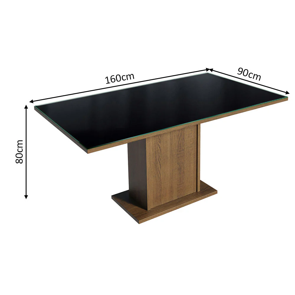 Mesa de Comedor Rectangular con Tapa de Vidrio Marrón/Negro 5275 - Image 2