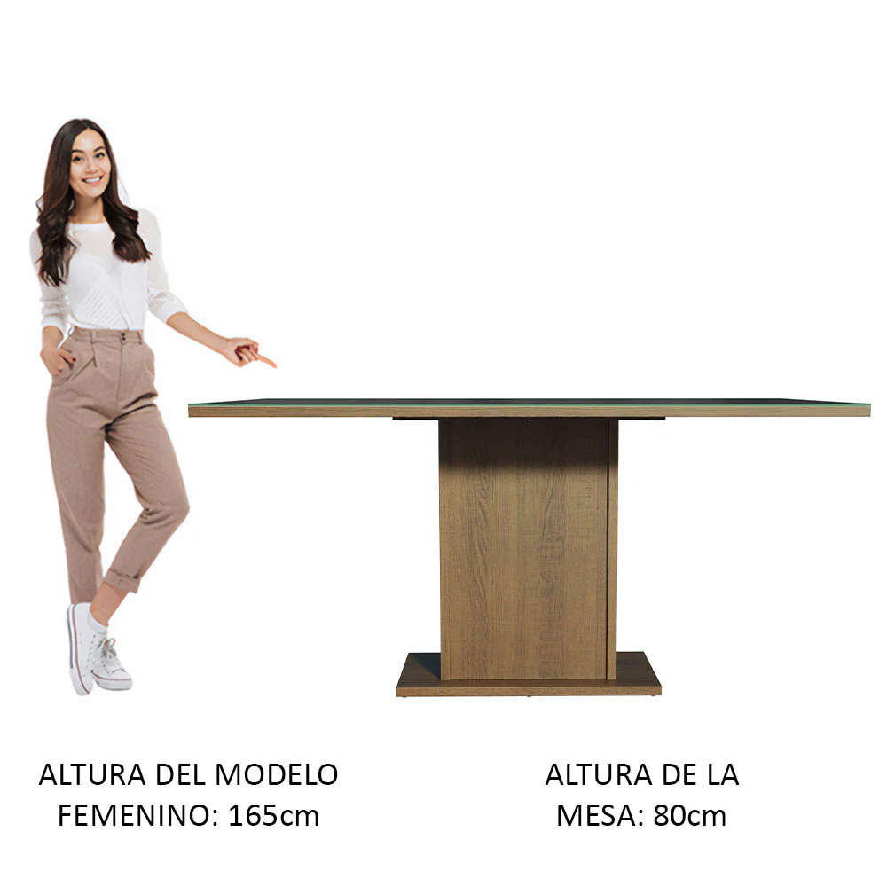 Mesa de Comedor Rectangular con Tapa de Vidrio Marrón/Negro 5275 - Image 4