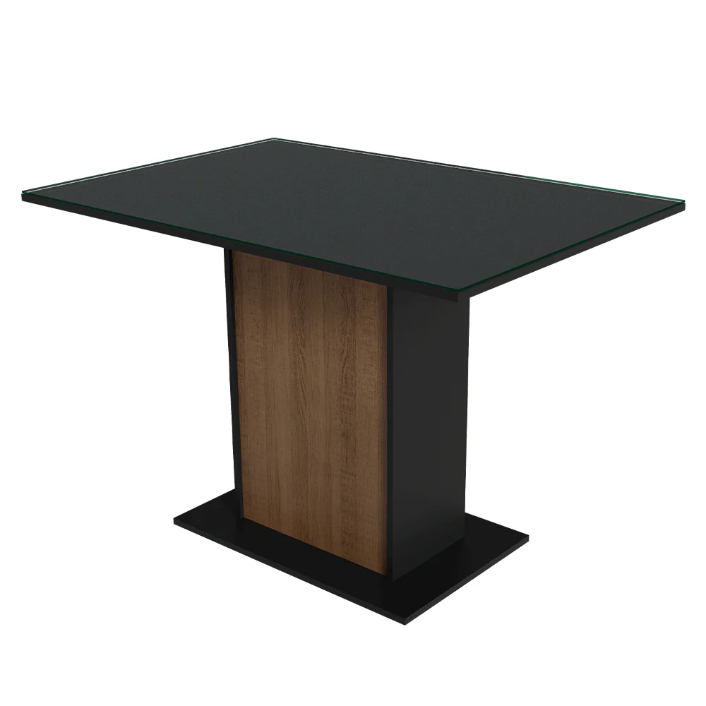 Mesa de Comedor Rectangular con Tapa de Vidrio Marrón/Negro 5329