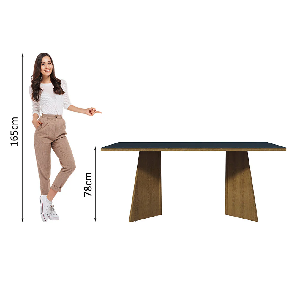Mesa de Comedor Rectangular con Tapa de Vidrio Marrón/Negro 5388 - Image 4