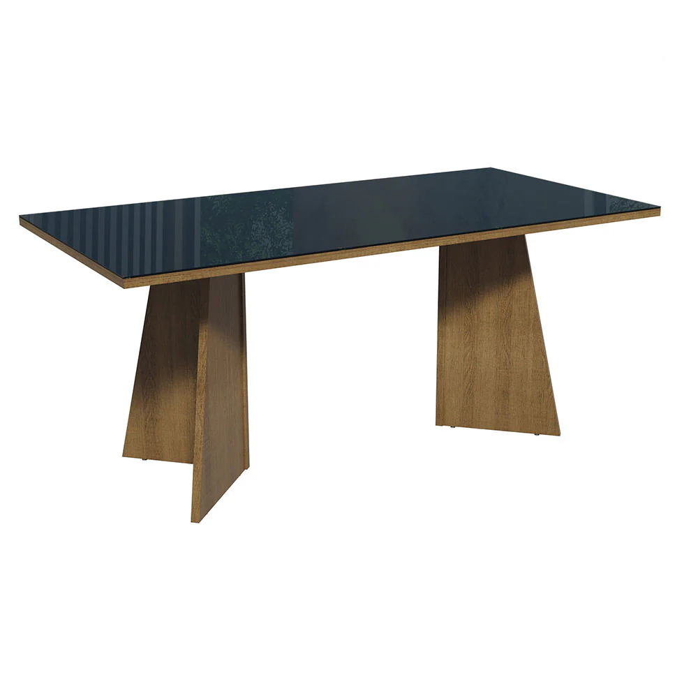 Mesa de Comedor Rectangular con Tapa de Vidrio Marrón/Negro 5388 - Image 5