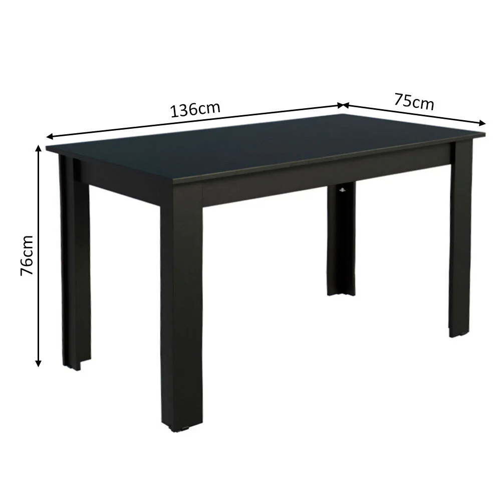 Mesa de Comedor Rectangular Tapa de Madera 5231 Negro - Image 2