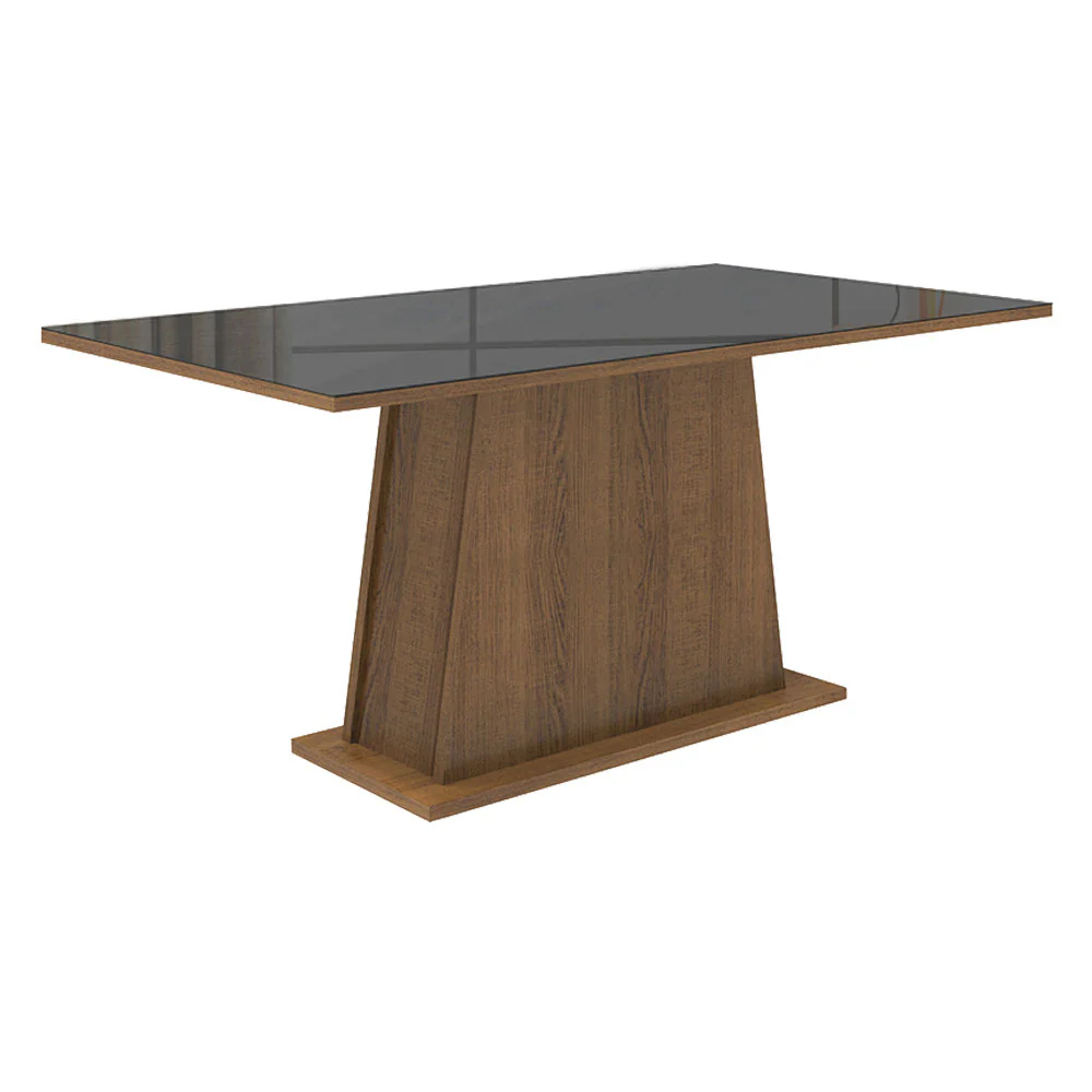 Mesa de Comedor Rectangular Tapa de Vidrio Marrón/Negro 5364 02