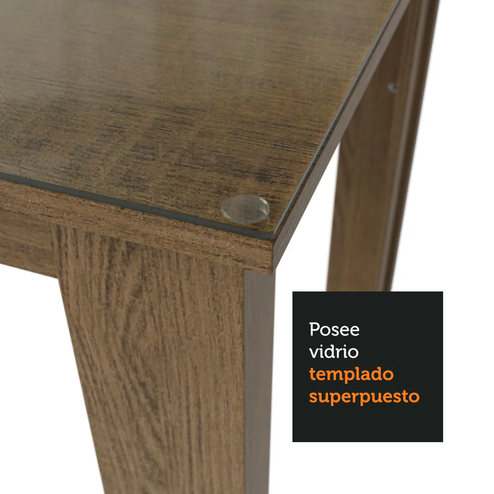 Mesa de Jantar Retangular con Mesada de Vidro Marrón 5231 Madesa - Image 2