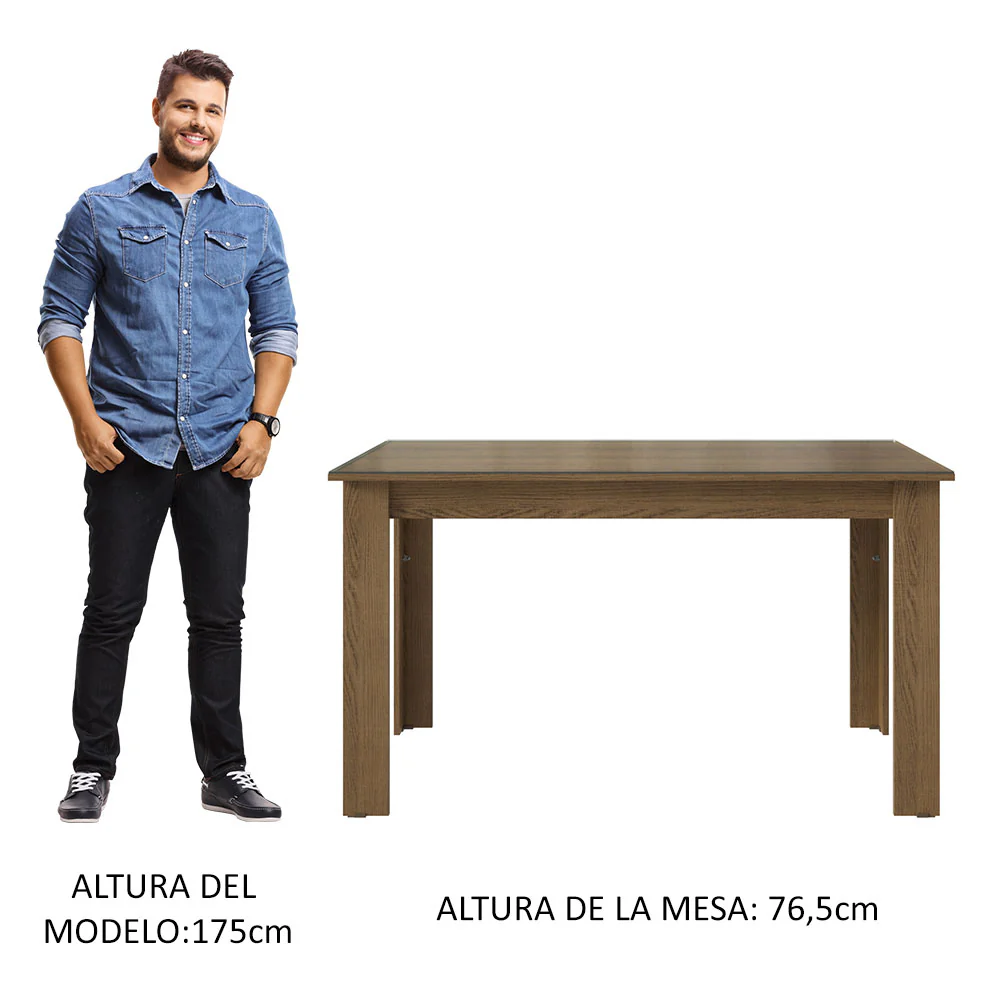 Mesa de Jantar Retangular con Mesada de Vidro Marrón 5231 Madesa - Image 3