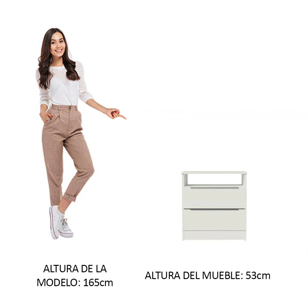 Mesa de Luz 3227 2 Cajones Blanco - Image 6