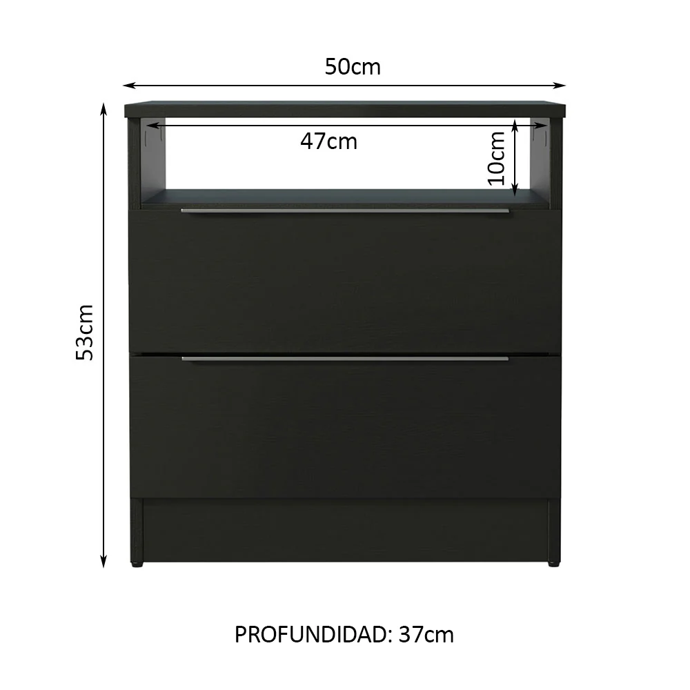 Mesa de Luz 3227 con 2 cajones, Negro - Image 2