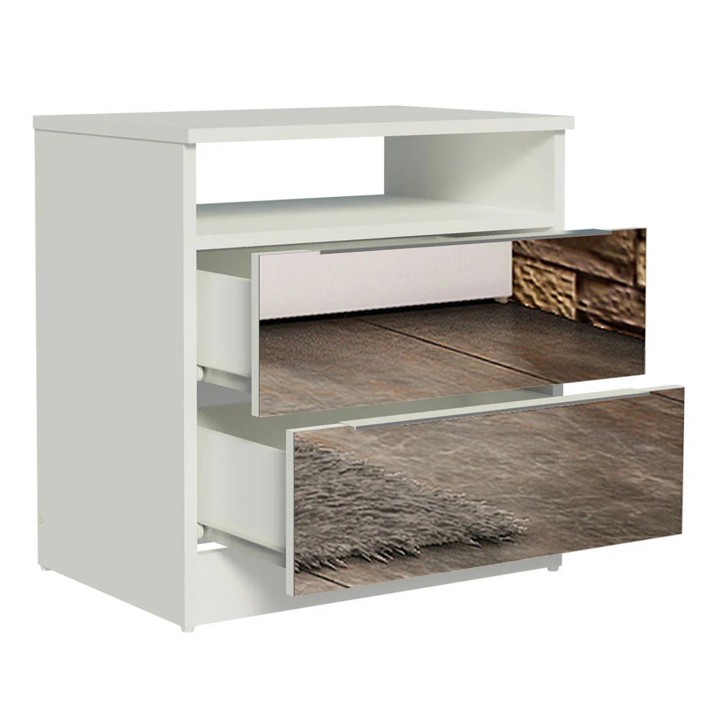 Mesa de Luz Madesa 3227 2 Cajones con Espejo Blanco - Image 6