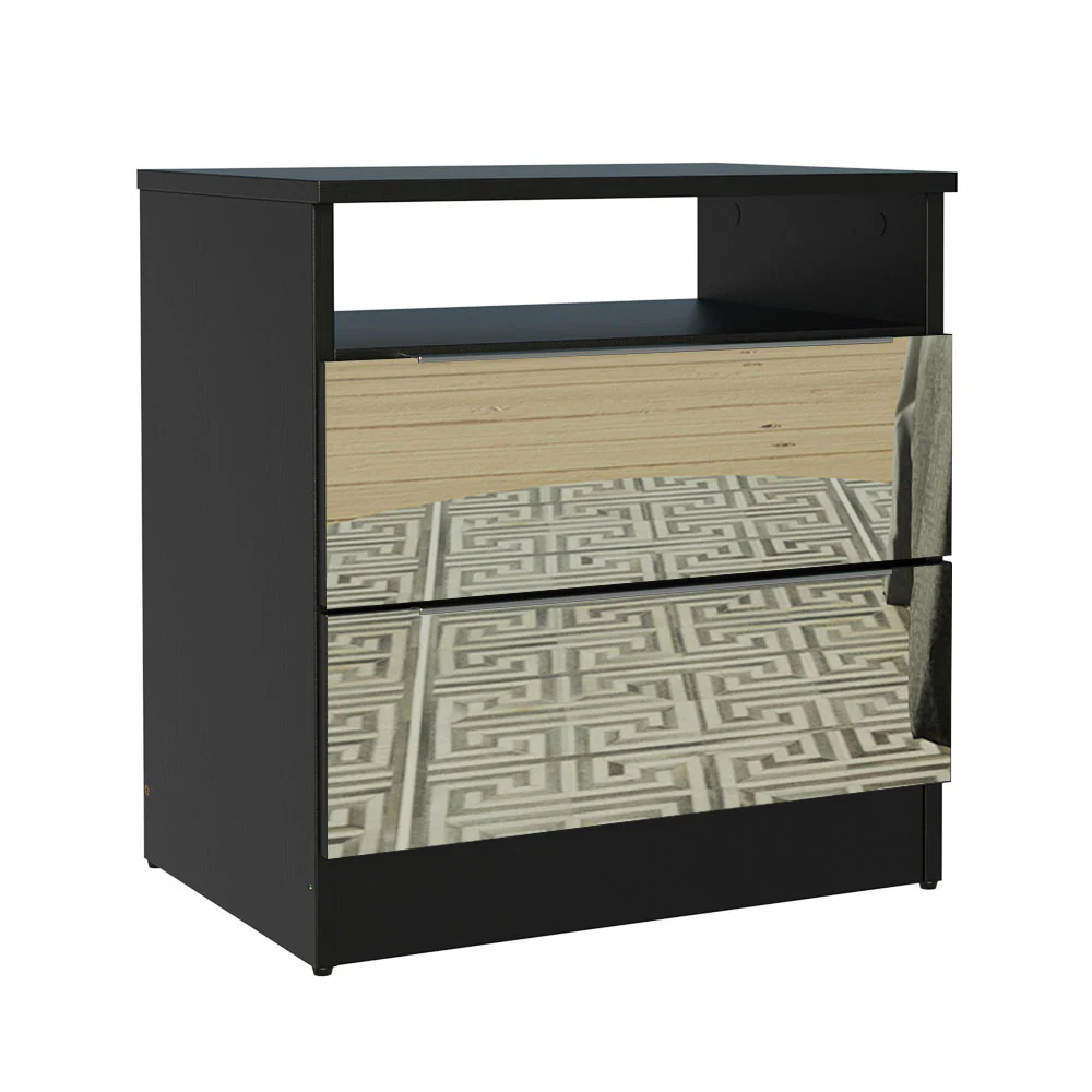 Mesa de Luz Madesa 3227 2 Cajones con Espejo Negro - Image 3