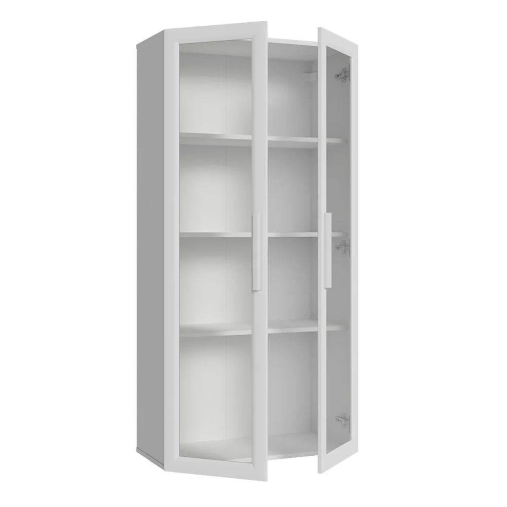 Mueble de Cocina Cristalero 70 cm 2 Puertas de Vidrio Blanco - Image 3