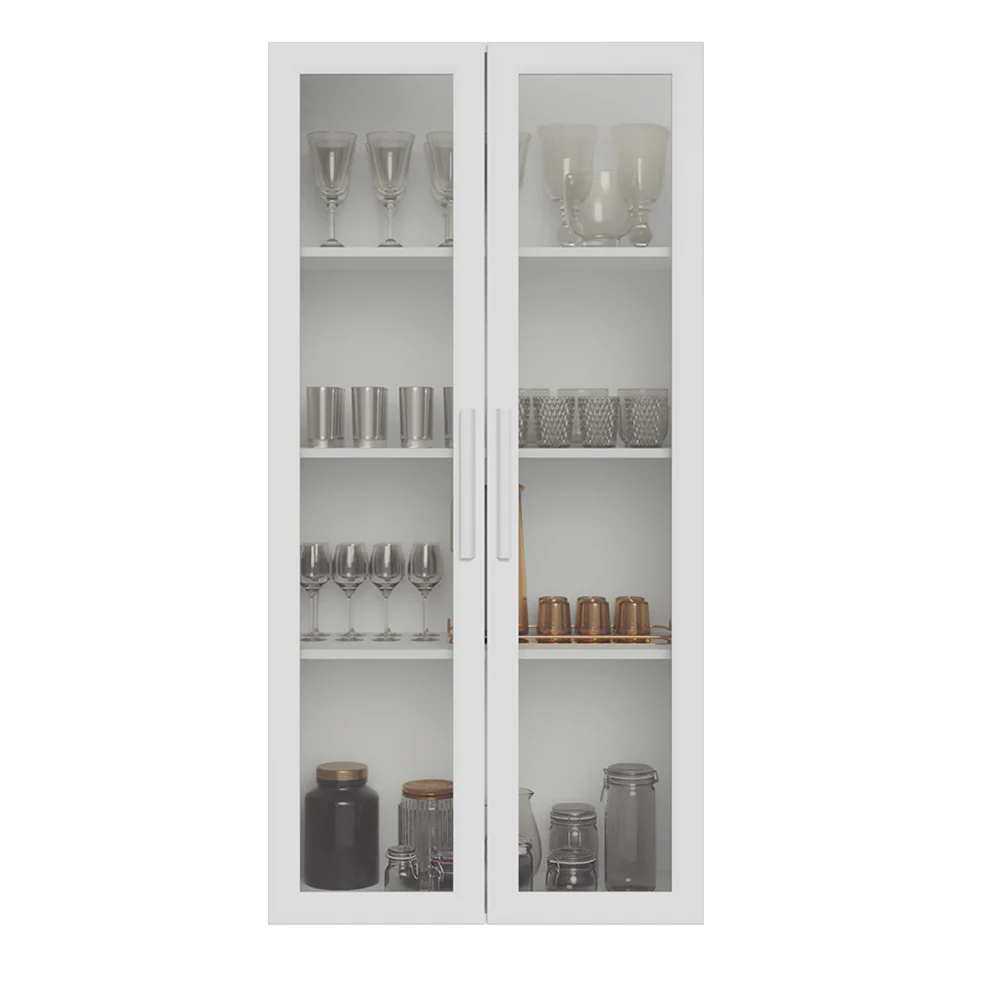 Mueble de Cocina Cristalero 70 cm 2 Puertas de Vidrio Blanco - Image 5