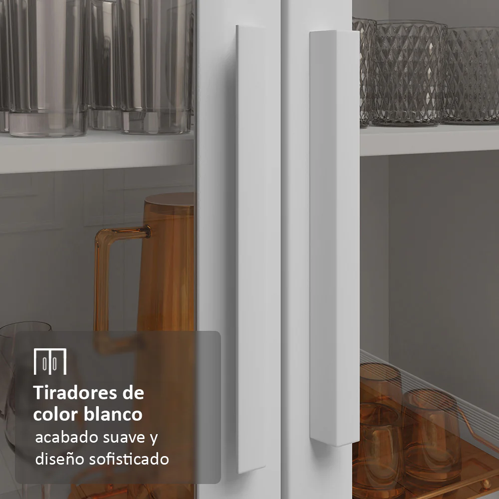Mueble de Cocina Cristalero 70 cm 2 Puertas de Vidrio Blanco - Image 7