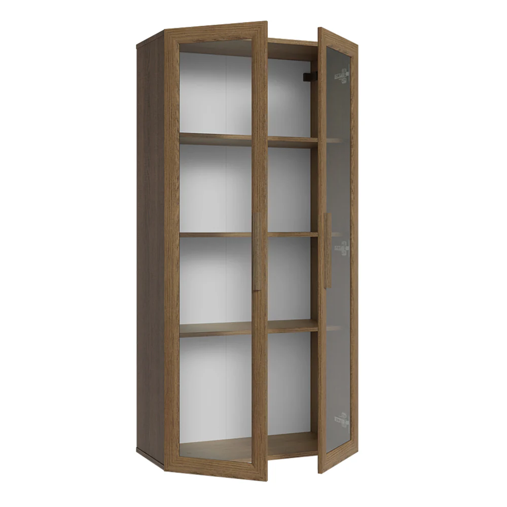 Mueble de Cocina Cristalero 70 cm 2 Puertas de Vidrio Marrón - Image 3