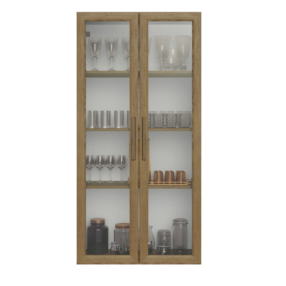 Mueble de Cocina Cristalero 70 cm 2 Puertas de Vidrio Marrón - Image 5