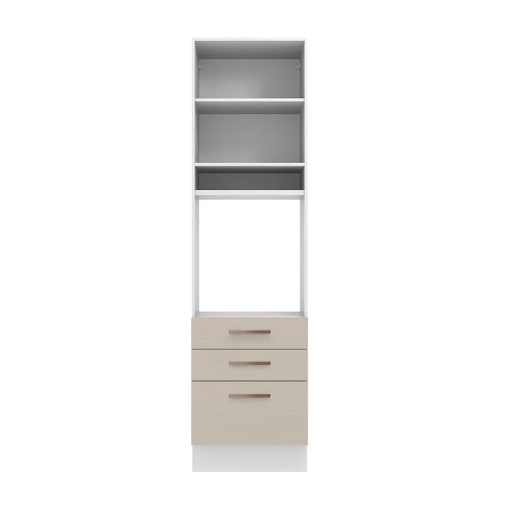 Mueble de Cocina para Horno 60 cm 1 Puerta 3 Cajones Blanco/Crema Agata - Image 5